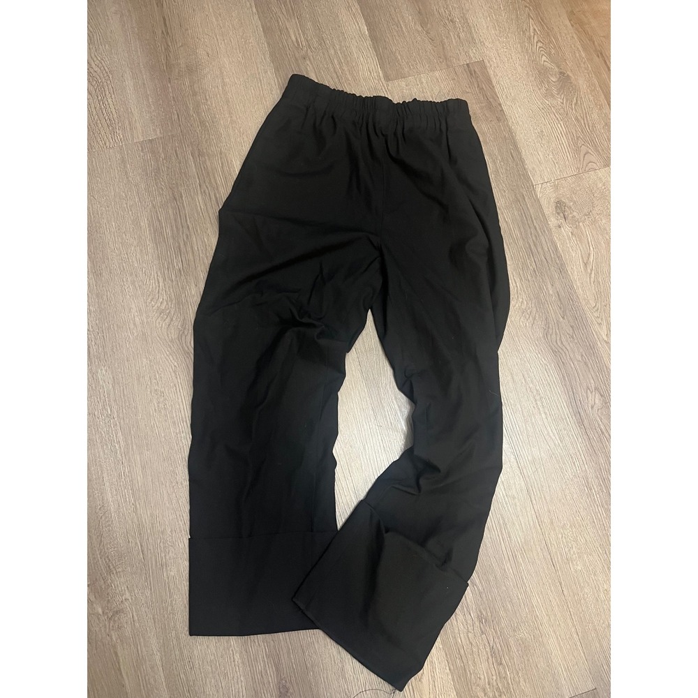 Zara Black High Waisted Elastic Waist Wide Cuff Straight Leg Pants Small